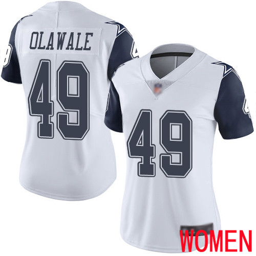 Women Dallas Cowboys Limited White Jamize Olawale 49 Rush Vapor Untouchable NFL Jersey